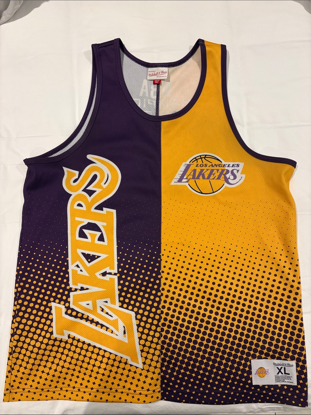 Mitchell & Ness Los Angeles Lakers Purple and Gold Split Tank Jersey